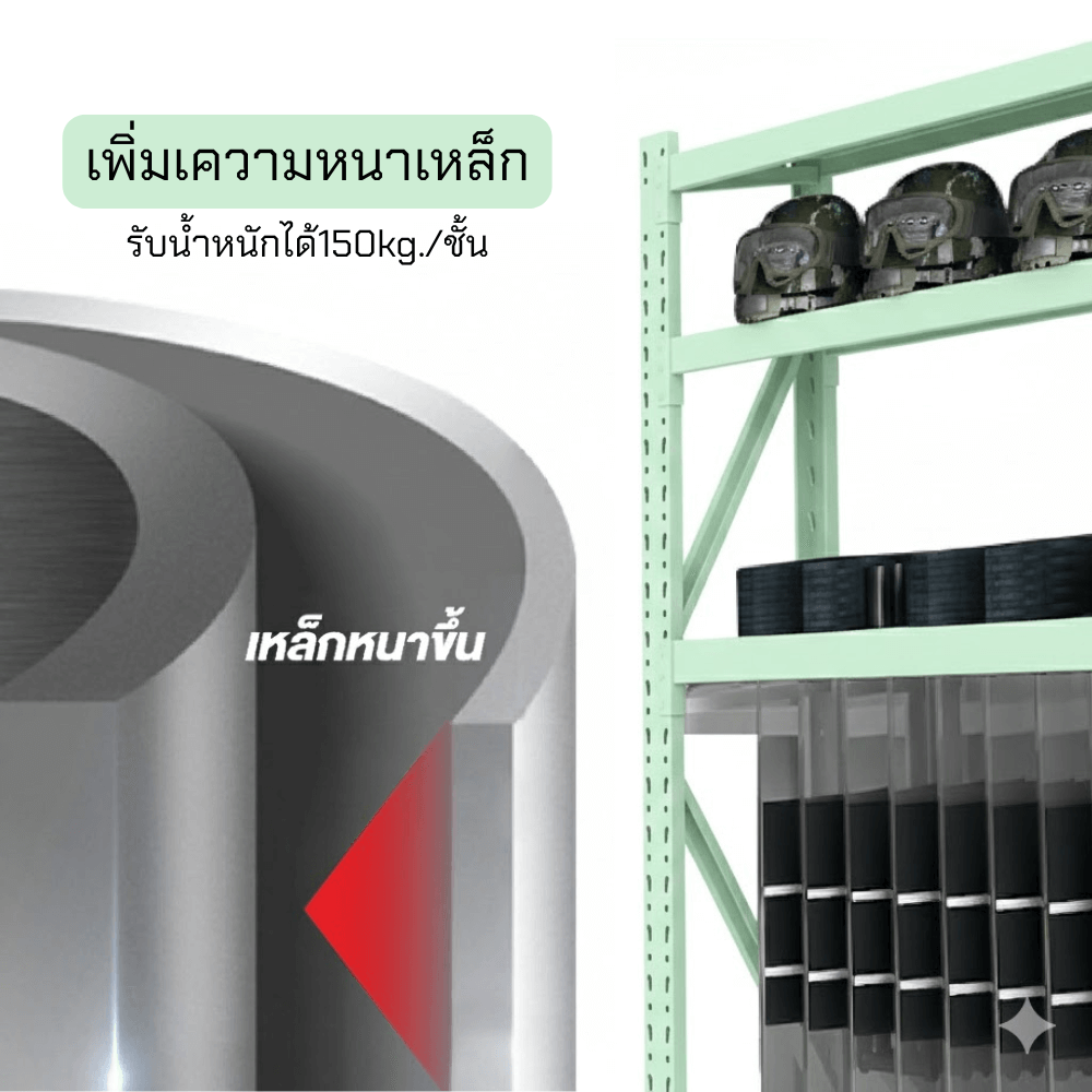 ชั้นวางของโล่ง 4 ชั้น ELIFE 200X200X40 ซม. สีเขียว_5